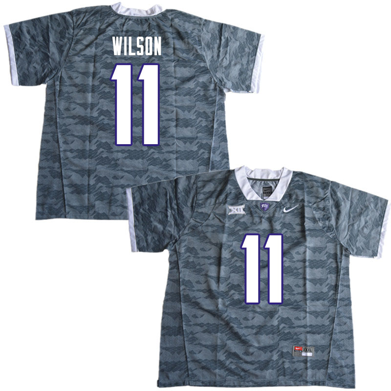 Men #11 Montrel Wilson TCU Horned Frogs College Football Jerseys Sale-Gray - Click Image to Close